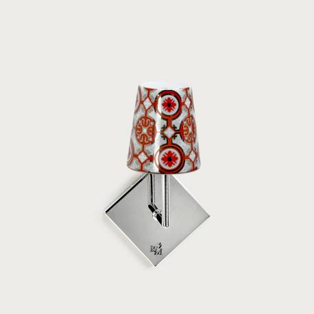 Chrome wall fitting Lourmarin - lampshade casteu red