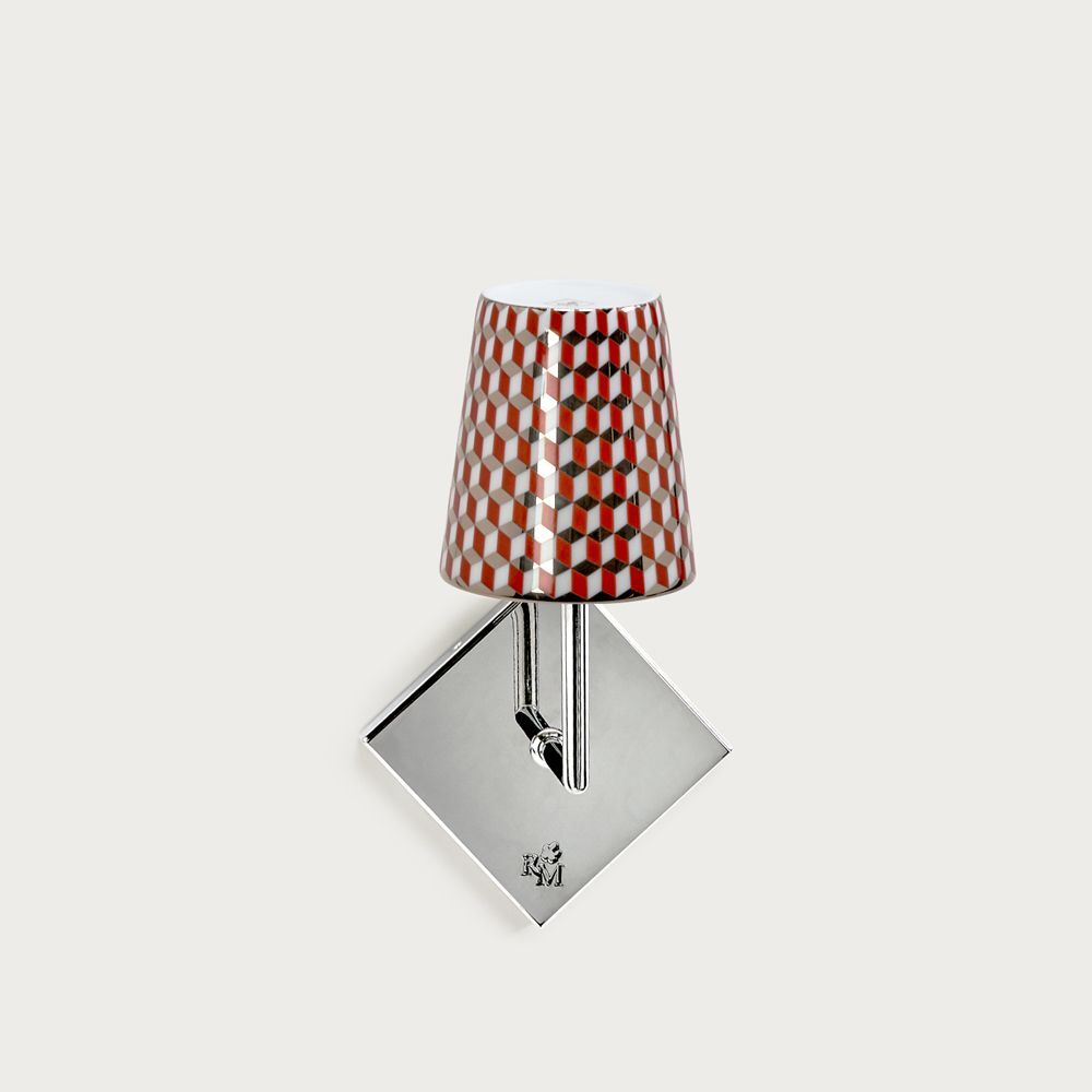 Chrome wall fitting Lourmarin - lampshade tometo red