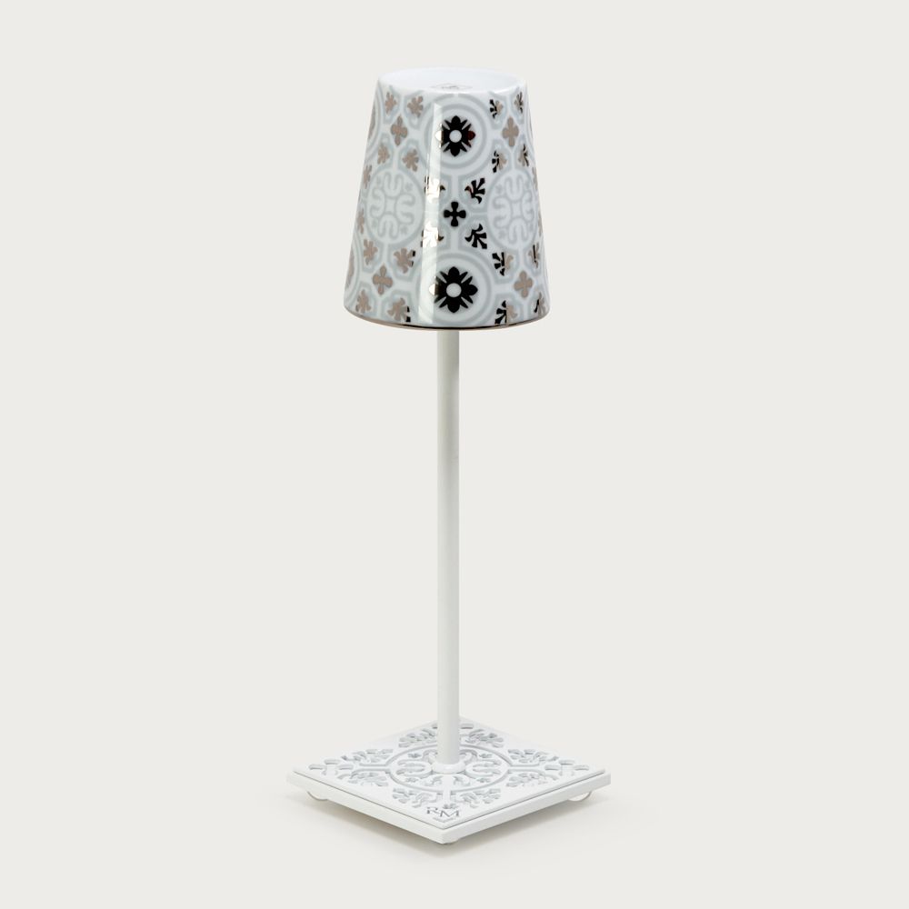 White table lamp Egalyères - lampshade casteu gray