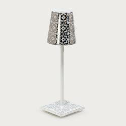 White table lamp Egalyères - lampshade cabanoun gray