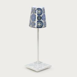 White table lamp Egalyères - lampshade casteu light blue