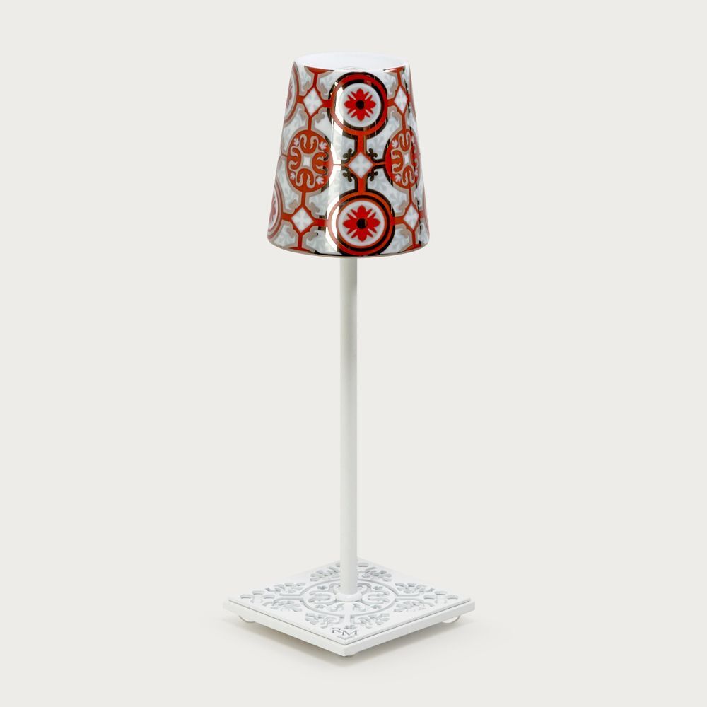 White table lamp Egalyères - lampshade casteu red