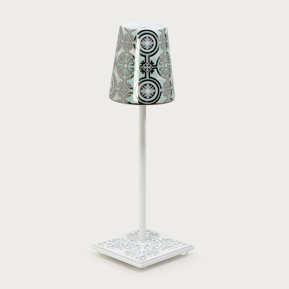 White table lamp Egalyères - lampshade casteu green