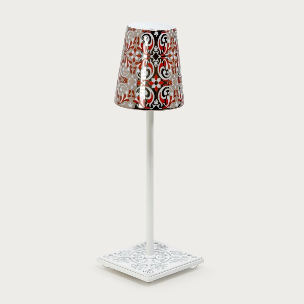 White table lamp Egalyères - lampshade oustau red