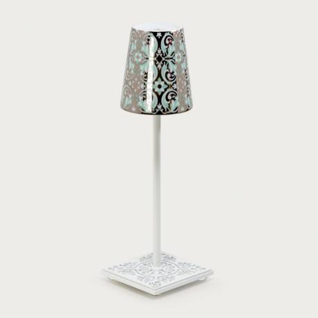 White table lamp Egalyères - lampshade oustau green