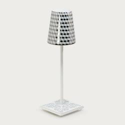 White table lamp Egalyères - lampshade tometo gray