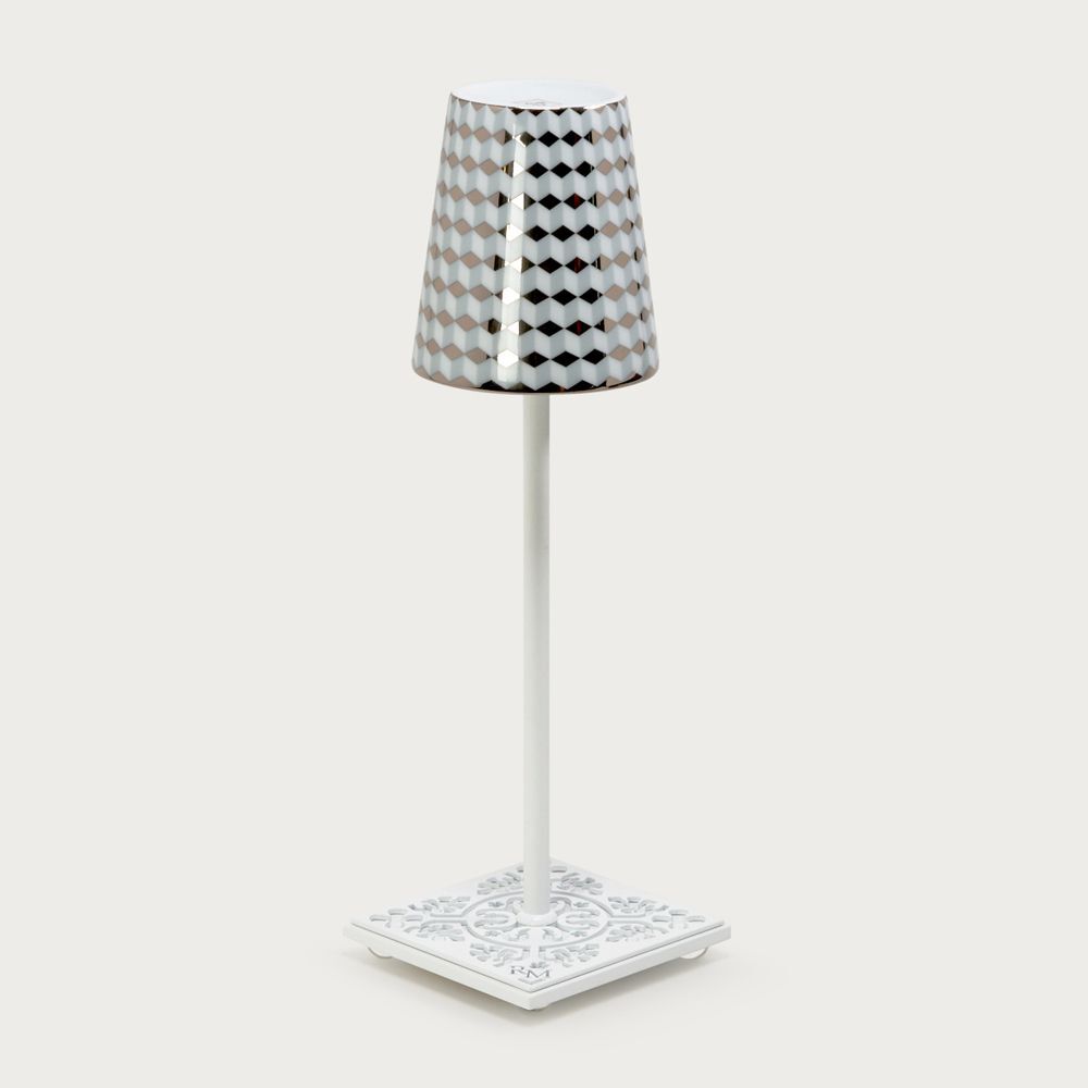 White table lamp Egalyères - lampshade tometo gray
