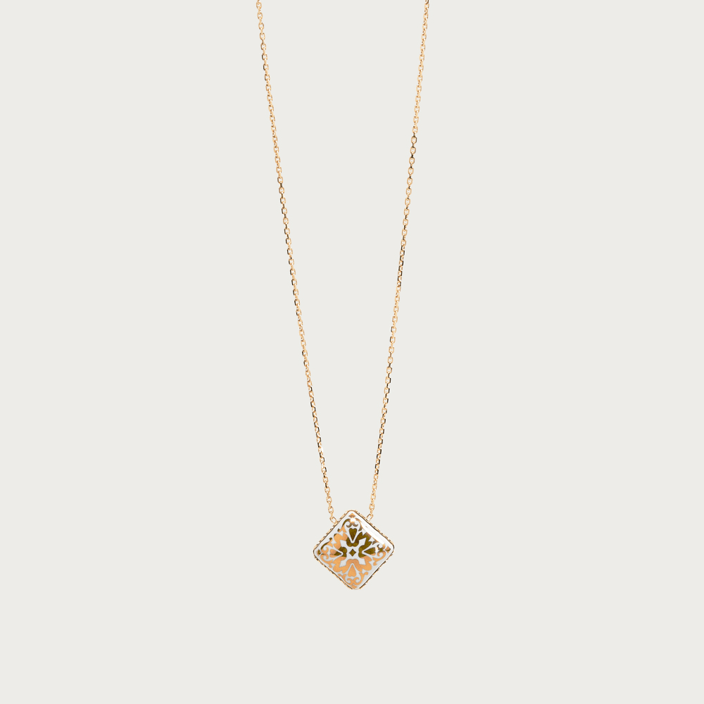 Gold 750 necklace - tame gold & white