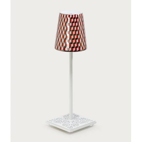 LAMPE EYGALIERES Blanche - Abat-jour TOMETO ROUGE